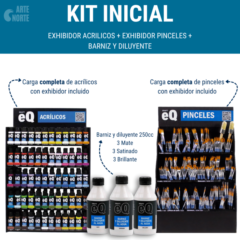 KIT INICIAL ARTISTICA (Exhibidor Acrilicos + Pinceles + ByD 250)