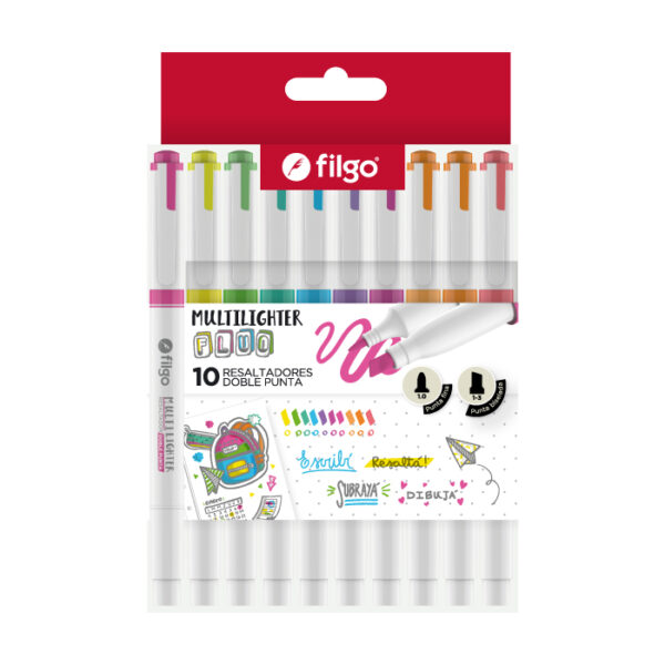 Resaltador Creativo Multilighter Doble Punta x10 Filgo