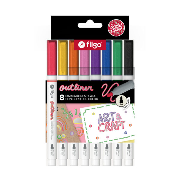 Marcador Doble Tinta Outliner Surtido x8 Filgo